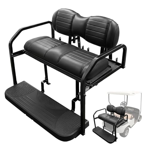 NOKINS Golf Cart Rear Flip Seat Kit Fits EZGO TXT 1994.5 Up Black Stripes