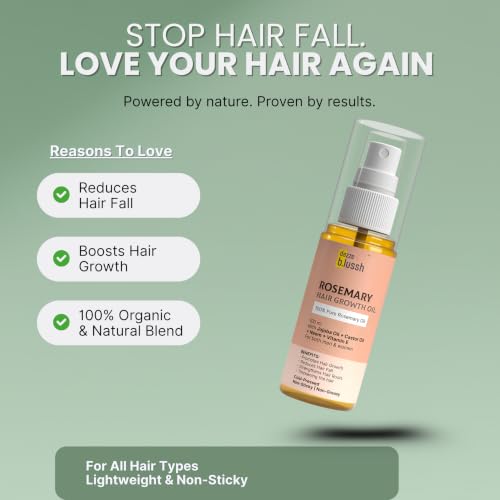 Image of Dazze & Blussh Organic Rosemary Hair Oil - Controls Hair Fall, Promotes Hair Growth, Reduces Hair Fall - Rosemary Oil, Neem oil, Jojoba & Castor Oil - 100ml