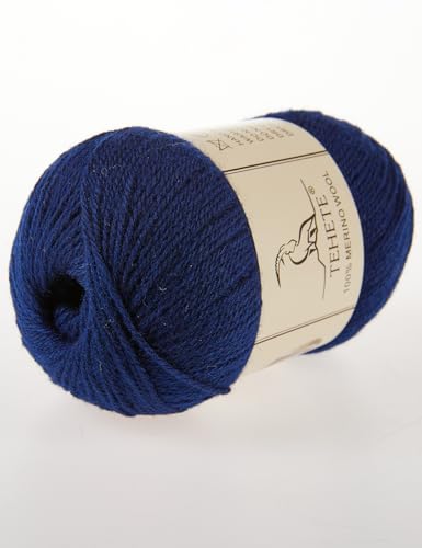 Image of 100% Merino Wool Yarn for Knitting 3-Ply Luxury Warm Soft Lightweight Crochet Yarn(Navy Blue,3Balsl)
