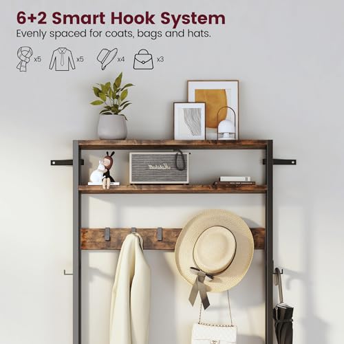 Homeiju-Hall-Tree-with-Bench-and-Shoe-Storage-3-in-1-Entryway-Organizer-with-62-Hooks-Coat-Rack-with-Adjustable-Feet-for-Stability-Mudroom-Furniture-with-Storage-Shelf