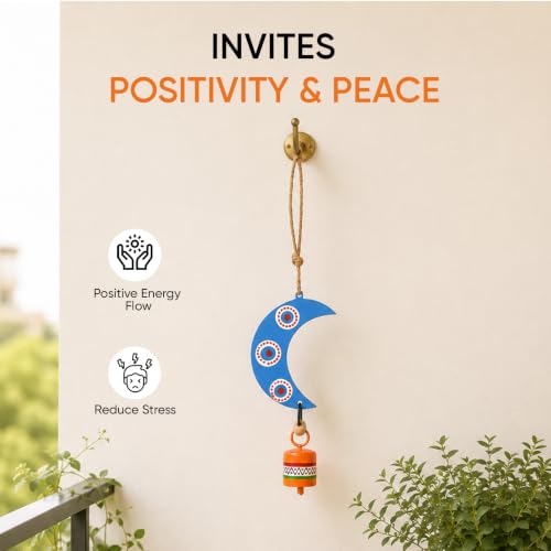 Image of Aakriti Art Creations Wooden & Metal Wind Chime Multicolor | Handmade Decorative Windchimes for Home | Wind Chimes for Balcony, Garden, Living Room | Feng Shui Wind Chime Home Decor