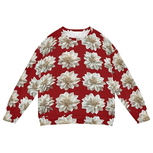 JUNZAN Aesthetic Dahlia Red Big Boys Pullover Hoodie Crewneck Tops Clothing Shirts Athletic 4T