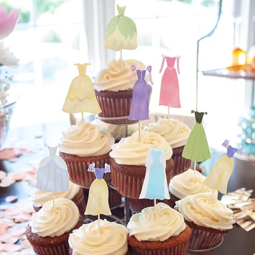Image of Princess Party Cupcake Topper, Princess First Birthday Party Decoration | Dress Birthday Cake Decoration,Girl's 1st Party Supplies