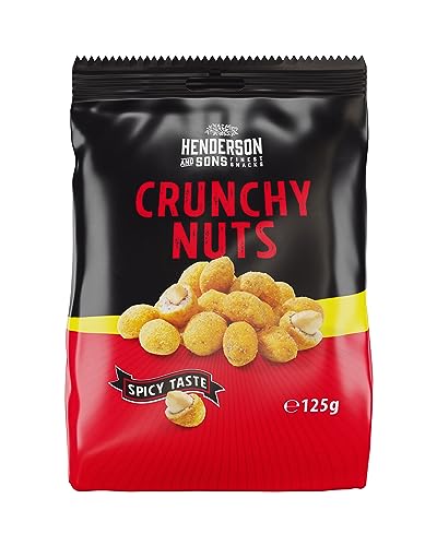 HENDERSON AND SONS Nüsse Crunchy Nuts Spicy Taste - 125 Gramm Beutel - Nüsse im Teigmantel - Geröstete Erdnüsse in knuspriger Teighülle mit pikanter Würzung