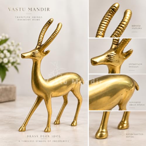 Image of Brass Big Deer Idol, Vastu Remedy for Stability & Stamina (22.86 cm, 830 g)