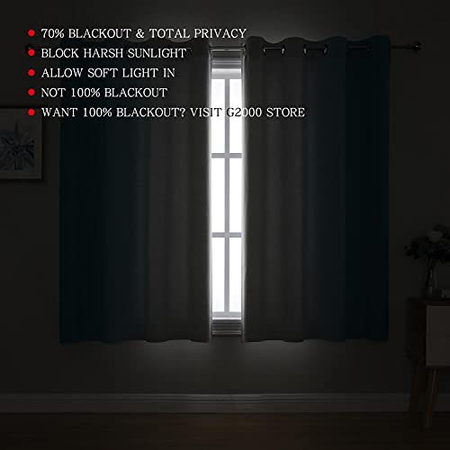 Image of G2000 Blackout Curtains & Drapes for Bedroom Living Room 63 Inch Length Turquoise and Greyish White Room Darkening Window Treatments Ombre Thermal Insulated Light Blocking Grommet Backdrop 2 Panels