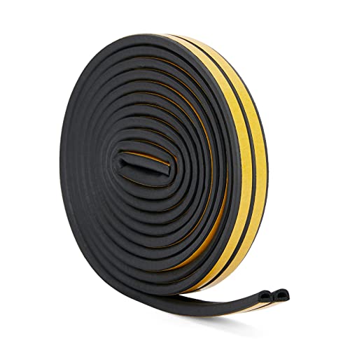 GIMADO 隙間テープ 防音テープ 全長6m D型 窓 すきま風 防止 玄関ドア防音 強力粘着テープ付き取付簡単 冷房 暖房効率アップ 冷気遮断 防虫 防風 花粉やほこりの侵入防止 窓 玄関ドア 引き戸 サッシ様々なところに適用 ブラック(長さ3m×幅9mm×2本) - GIMADO - 商品画像