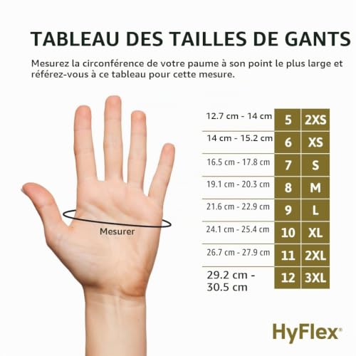 Ansell HyFlex 11-840 Gants de Travail Professionnels, Enduction Nitrile Résistante à l'Abrasion, Protection Industrielle Multiusage, Manutention et Mécanique, Noir, Taille M (12 Paires) – vue 4