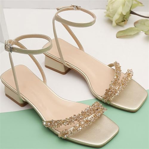Women's Low Block Chunky Heels for Women Open Toe Ankle Strap Heel Sandals Party Wedding Dress Shoes3