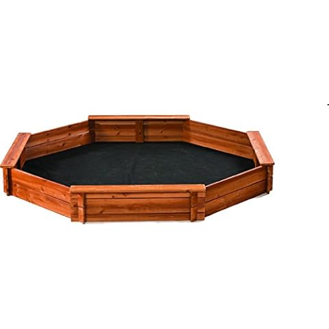 Octagon Wooden Cedar Sand box w Seat Boards Cover