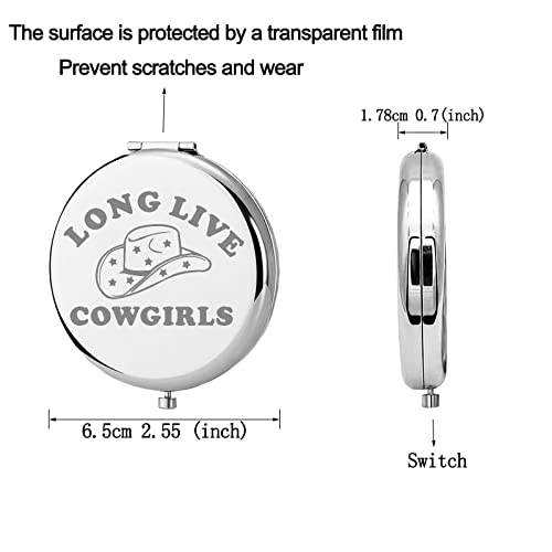 Jniap Long Live Cowgirls Gifts Compact Makeup Mirror Western Gifts For Women Cowgirls Inspired Pocket Mirror Portable Travel Mirror (Long Live Cowgirls M) #TOP1