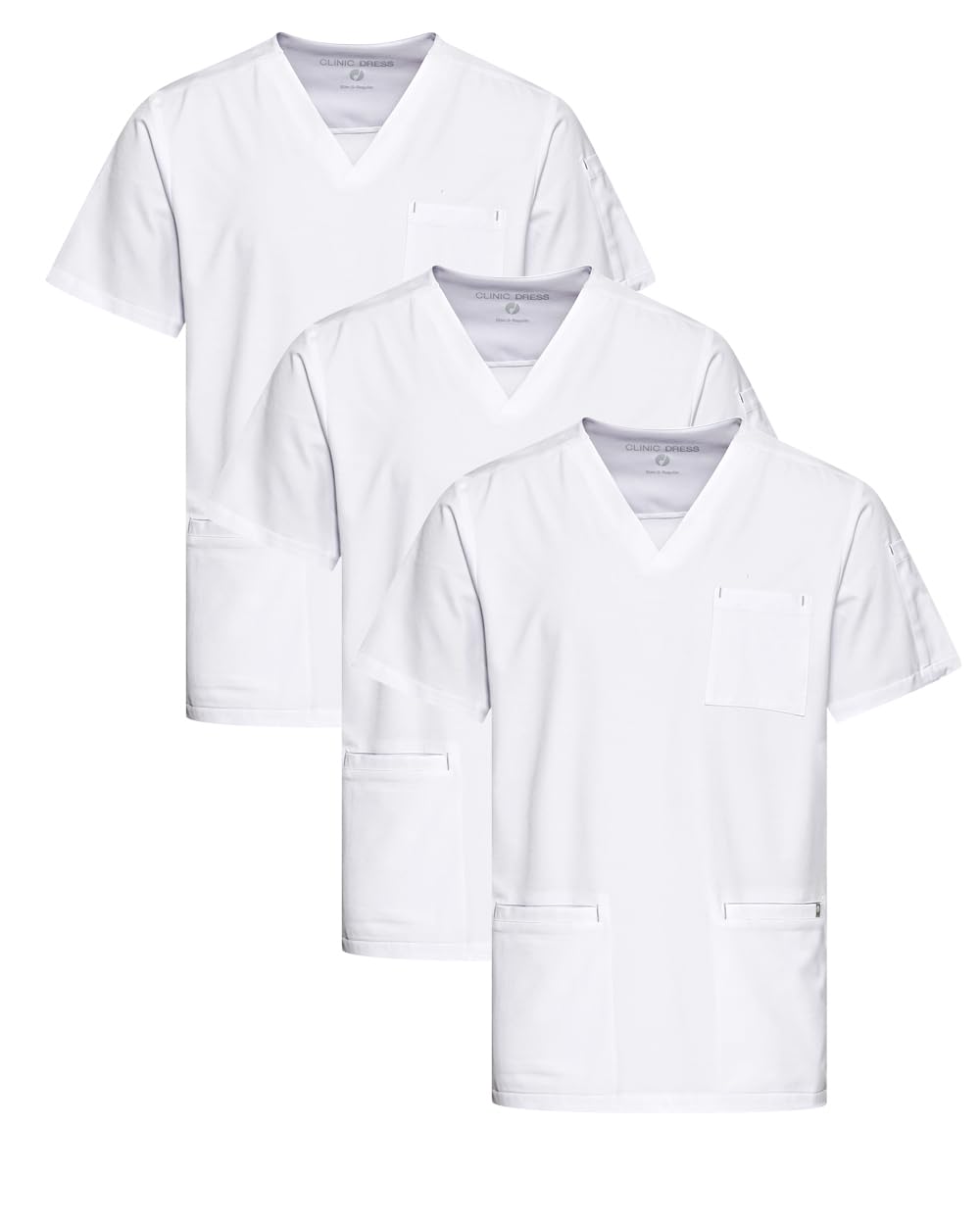 CLINIC DRESS Schlupfkasack I kaere I 3er Pack | Herren-Kasack Pflege Arbeitskleidung I 4-Wege-Stretch | V-Ausschnitt Kurzarm I Industriewäsche geeignet | bis 75 Grad waschbar