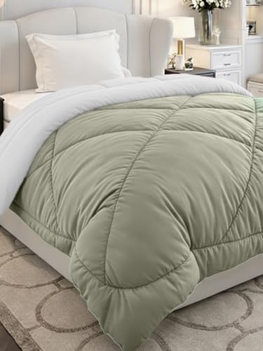 Image of Monte Carlo Polyester Comforter Single Bed | 200 GSM Lightweight & Reversible | Soft Quilt for Mild Winter | Easy Care All Season Comforter (Green) | 59 x 87 Inches
