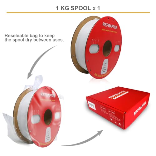 Image of Reprapper Whie TPU Filament, 95A Shore Hardness 1kg TPU 1.75mm 3D Printer Filament, Good Layer Bonding Performance Flexible & Soft Filament for 3D Printer (± 0.03mm) 2.2lb, White