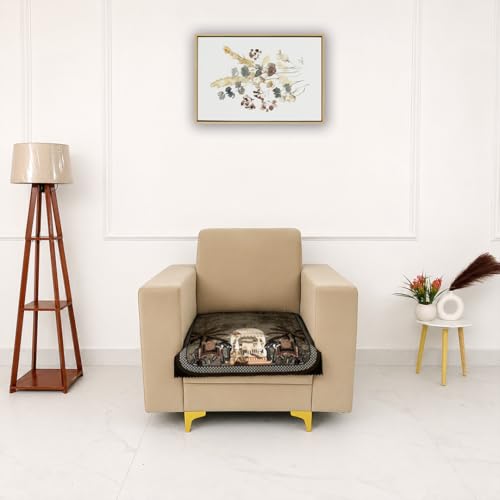 Image of Homerz Premium 'Luxe Series' Sofa Cover | Holland Velvet Fabric | Smooth Finish | Anti-Slip Fleece Backing Couch Protector (Maharaja, 1 Seater, Only Seat Cover)