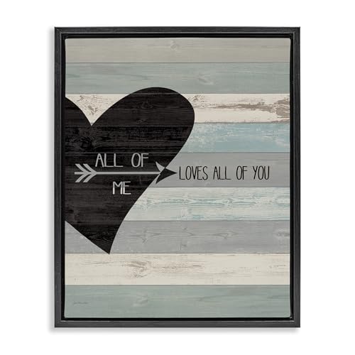 Distressed Heart Love Phrase, 17 x 21 Inch Canvas in Floater Frame