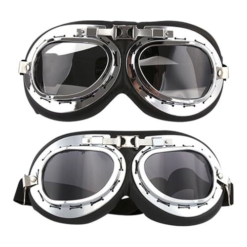 2 Stück Schutzbrille, Retro-Brille, Motorrad-Reitbrille, Staubbrille, Winddichte Schutzbrille