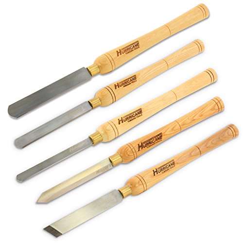Hurricane Woodturning 8 Piece Starter Set - Bowl Gouge, Scraper, Spindle Roughing Gouge, Lathe Chisel Set