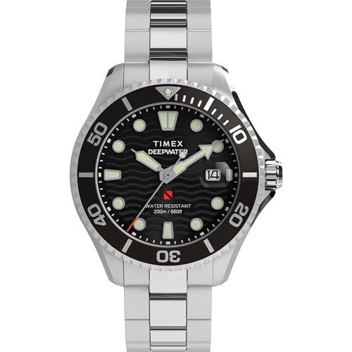Montre Meridian Timex homme en acier inoxydable et cadran noir de haute qualité
