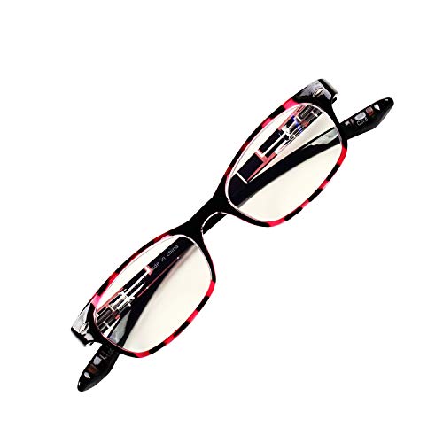 PrePiar 老眼鏡 おしゃれ コンパクト ブルーライトカット UVカット 携帯用 プレゼント ピンク +1.0