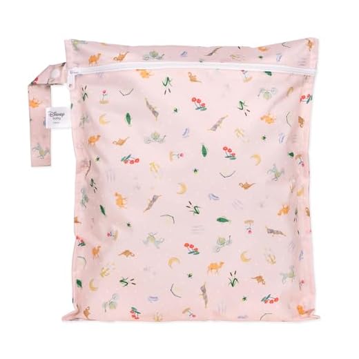 Bumkins Disney Waterproof Wet Bag for Baby, Travel, Swim Suit, Cloth Diapers, Pump Parts, Pool, Beach, Gym Clothes, Toiletry, Hook to Stroller, Daycare, Zip Reusable Wetdry Pack, Princess Magic Pink