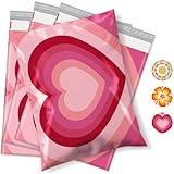 Metronic Poly Mailers 10x13 Inch 50pc Shipping Bags for Clothes,Strong Adhensive Shipping Envelopes for Small Business,Waterproof Mailers Poly Bags for Shipping,Packaging Mailing Bags Pink Heart