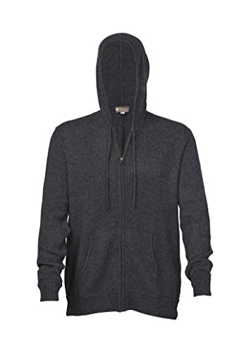 Cashmere Boutique: Men's 100% Pure Cashmere Hoodie Sweater (Color: Charcoal Gray, Size: Medium) #TOP1