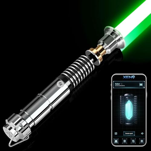 Lichtschwert App Kontrolle LK Lightsaber Smooth Swing RGB 16 Farben Duell Lichtschwerter für Erwachsene 16 Soundeffekte Motion Control Metallgriff Licht Schwerer für Cosplay und Geschenk