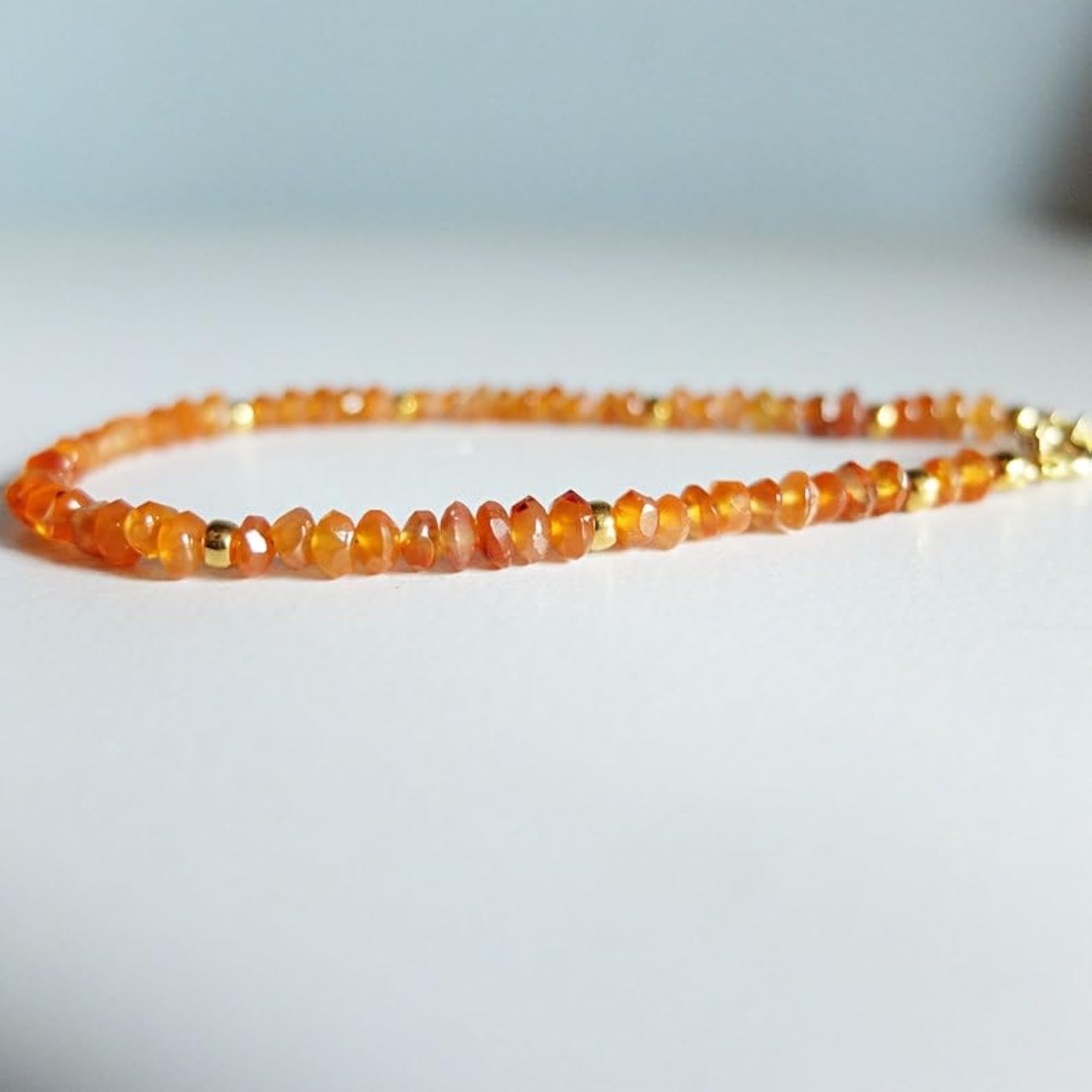 Unisex Carnelian Rondelle Beaded Bracelet, Healing
