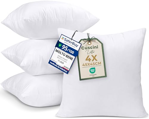 Utopia Bedding Set di 4 Cuscini, 45 x 45 cm Imbottitura per Cuscini, Cuscini Divano, Cuscino Interno (Bianco)