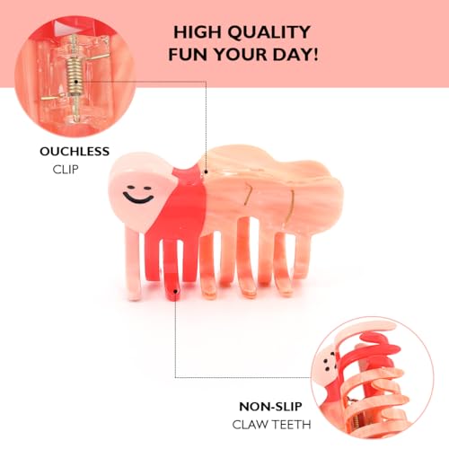 1 Piece Personalized Acetate Funny Pink Little Worm Cute Hair Claw Clip