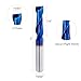HARFINGTON 5pcs Spiral Router Bit, 6mm Cut Dia. Up Cut 2-Flute Solid Carbide End Mill with 6mm Shank for CNC Wood Carving Engraving, 22mm Cut Length, Blue Nano Coated