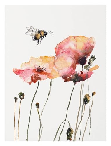 Affiche nature insectes et plantes aquarelle peinture sur toile 40x60