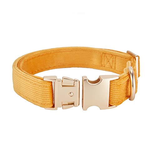 YUDOTE Ultraweiches Hundehalsband natürliche Baumwolle Cord für Mittel Hunde mit empfindlicher Haut,Orange