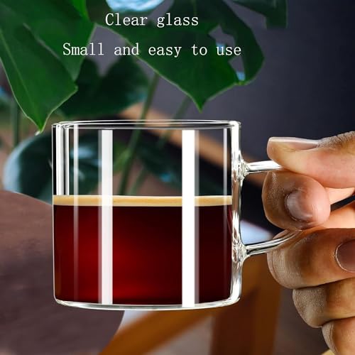 Image of Liang baobao Espresso Cups Set of 8, Espresso Shot Glasses Mugs Small Tea Cups 4.5oz, Clear Glass with Handles for Cappuccino Coffee Tea