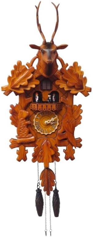 Elegante reloj de pared de cabeza de ciervo de Madera, reloj Retro y Simple, adecuado para decorar Sala de Estar, dormitorio, escritorio, estantería