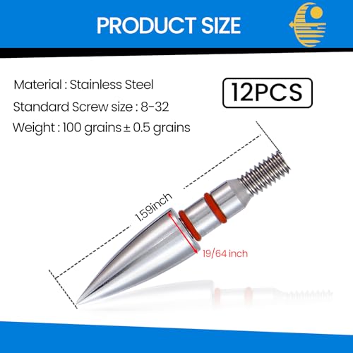 image for JGSDD 12pcs Archery Field Points, 100/125/150/300 Grain Field Points, 