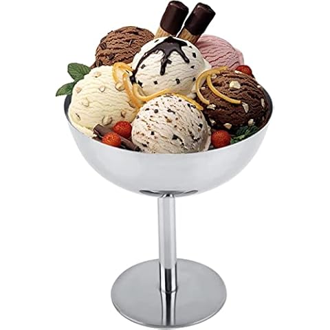 LIZEALUCKY Stainless Steel Ice Cream Goblet Cups Serving Dessert Dish Bowls for Home Hotel Restaurants Parties Cover