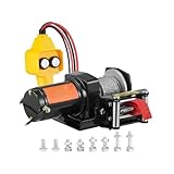 2000lbs Electric Winch Steel Rope Winch ATV Winch with Wired Remote & 4-Way Fairlead Towing Compatible for Jeep Off-Road SUV Truck