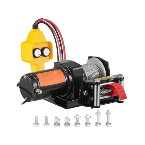 Winche eléctrico 2000lbs con cable de acero y mando cableado miniatura 1