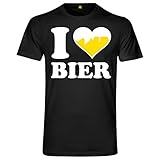 Herren Unisex Kurzarm T-Shirt I Love Bier T-Shirt  Ich Liebe  Beer  Alkohol  Saufen  Party  Weizen Schwarz L