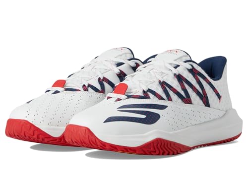 Skechers Viper Court Rally Zapato de Padel/Pickleball Hombre, White Blue Navy, 42.5 EU