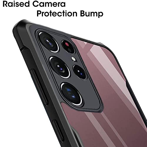Image of WOW IMAGINE Shock Proof Clear Protective BackCase for Samsung Galaxy S22 Ultra 5G - AirEDGE Technology | 360 Degree Camera Protection | Transparent Hybrid Back Case Mobile Cover - Black