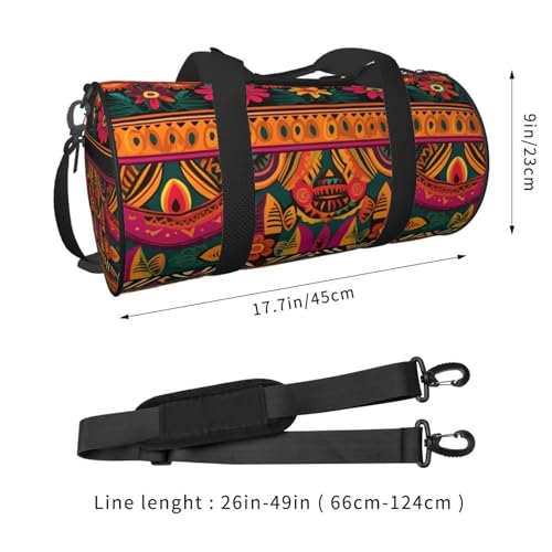 Mexican Folk Art Boho Duffle Bag for Men Women - Carry on Overnight Bag Travel Duffel Tote Bags Yoga Gym Bags Waterproof Weekender Bag Large Luggage Bag with Adjustable Strap3
