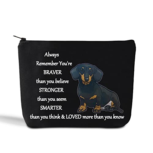 Dachshund Dog Cosmetic Make up Bag Dachshund Lover Gift Dachshund Makeup Zipper Pouch Bag For Dogs Owner Dachshund Mom, Dachshund Black