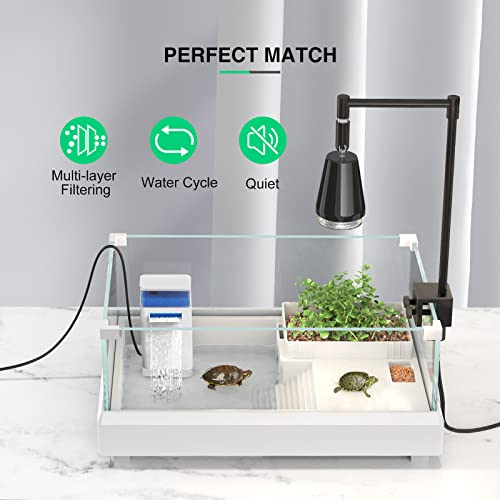 Silicar Turtle Tank Filter,Aquarium Waterfall Filter Low Level Water Clean Pump For Small Fish Tank Amphibian Frog Crab Habit, 4W (L) #TOP1