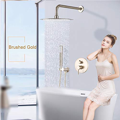 Ensemble de douche or brossé mural à 2 fonctions pour salle de bain