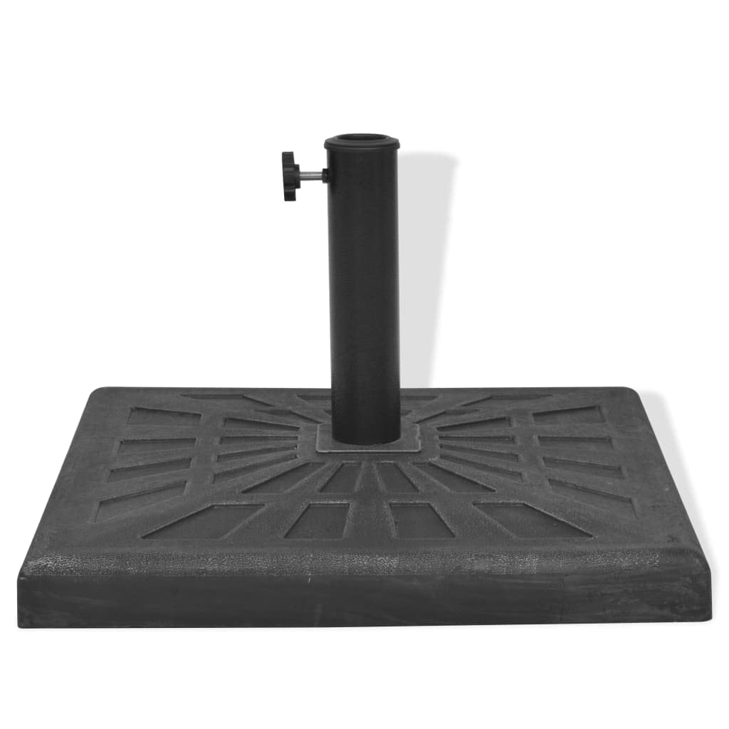 Supporto per ombrellone in resina nera, 19 kg, con adattatore per tubi da 38 e 48 mm di diametro, base quadrata per ombrellone per balcone, terrazza, giardino, peso stabile e pratico supporto