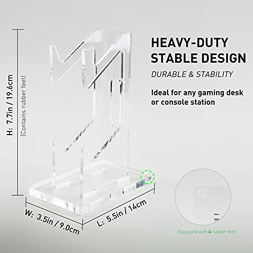 OAPRIRE Headset and Controller Stand, Space-Saving 2 Tier Game Controller Holder, Acrylic Controller and Headset Stand for Desktop, Universal Design