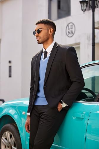 COOFANDY Men's Sweater Vest V Neck Sleeveless Sweater Slim Fit Casual Knitted Pullover Sweater3